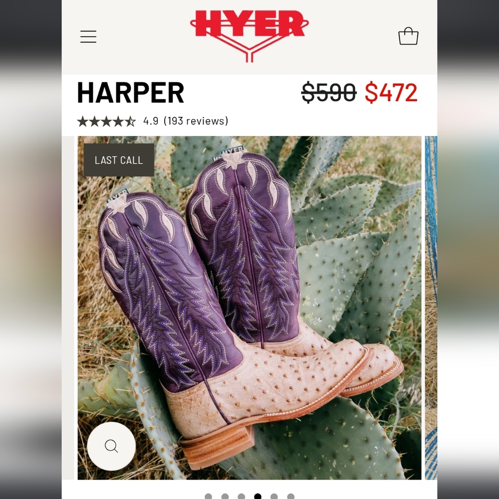 Hyer Harper Purple and Tan Ostrich Cowgirl Rodeo Western Boots DISCONTINUED 7.5 - Picture 4 of 12